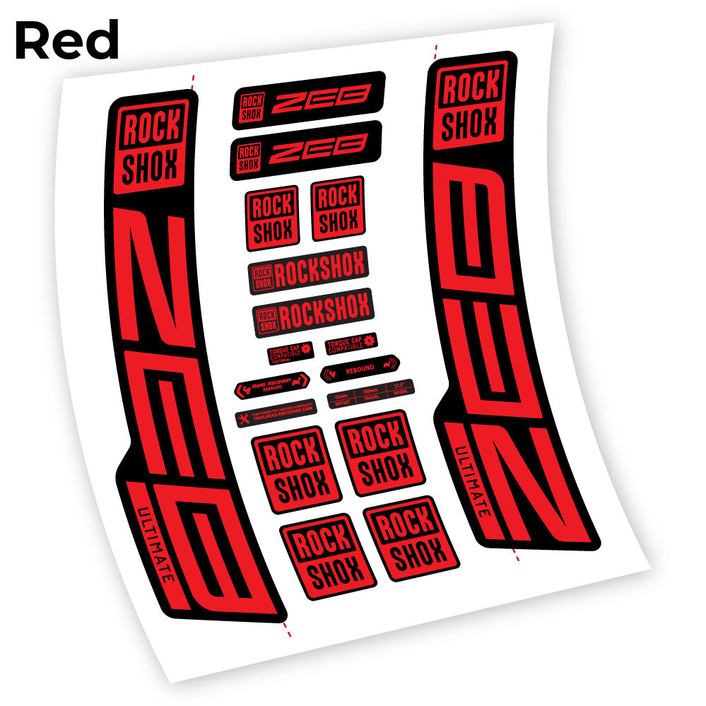 Adesivi Forcella RockShox ZEB Ultimate 2021-2024 29" in vinile - Rosso