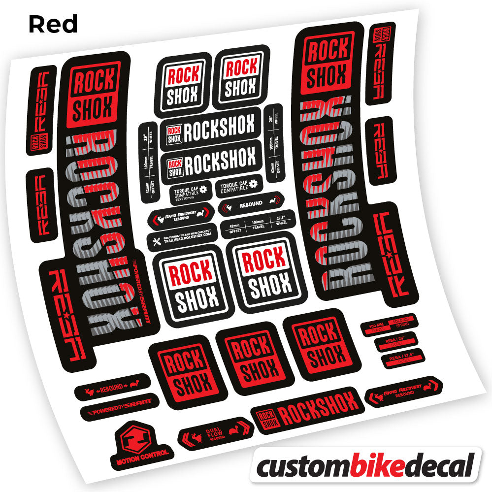 Adesivi Forcella Rock Shox Reba 2019 29" in vinile - Rosso
