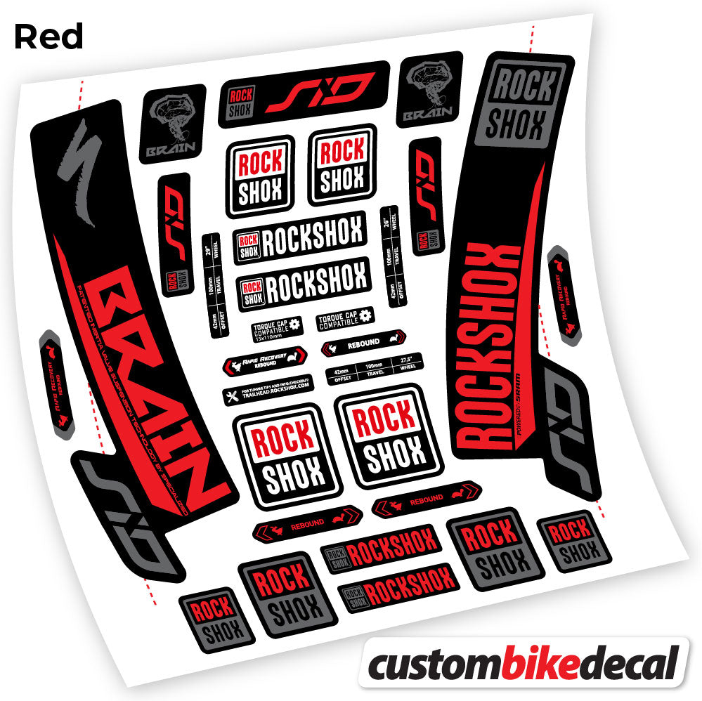 Adesivi Forcella Rock Shox Sid Brain 2018 in vinile - Rosso