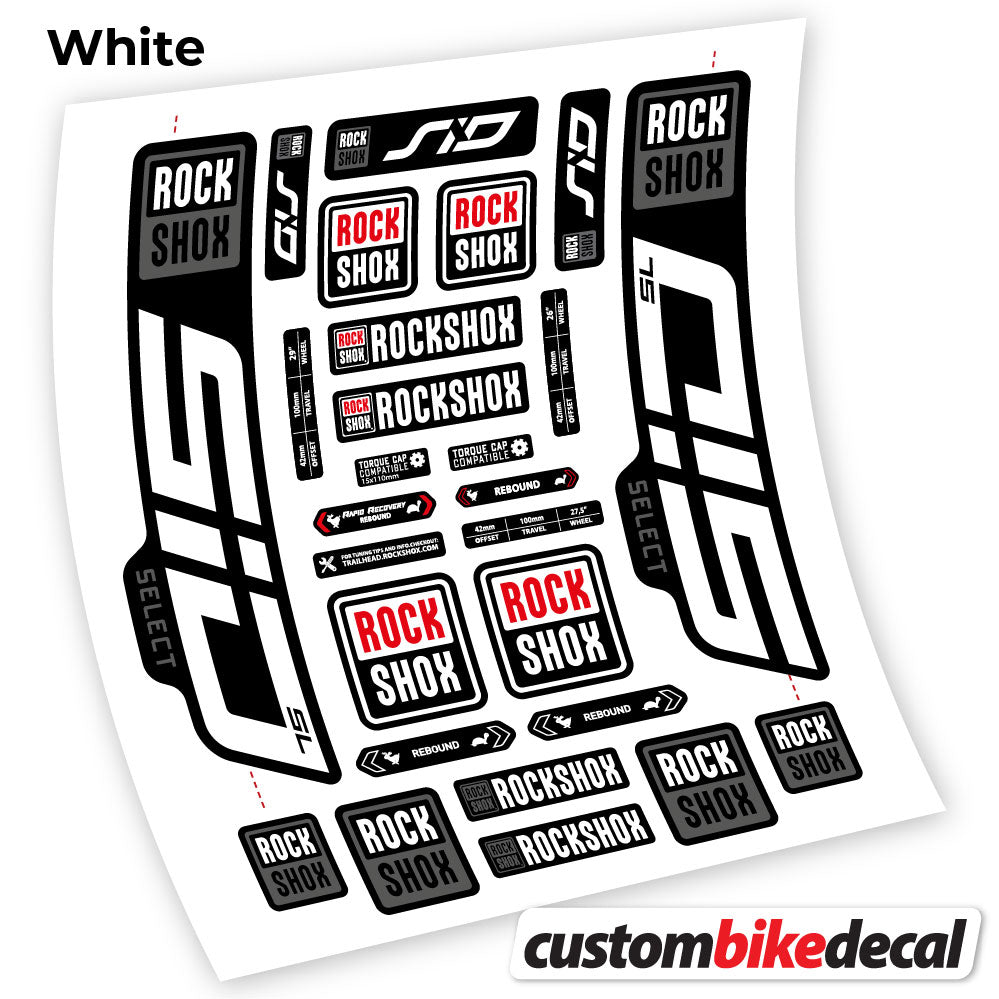Adesivi Forcella Rock Shox Sid Select SL 2021 29" in vinile - Bianco