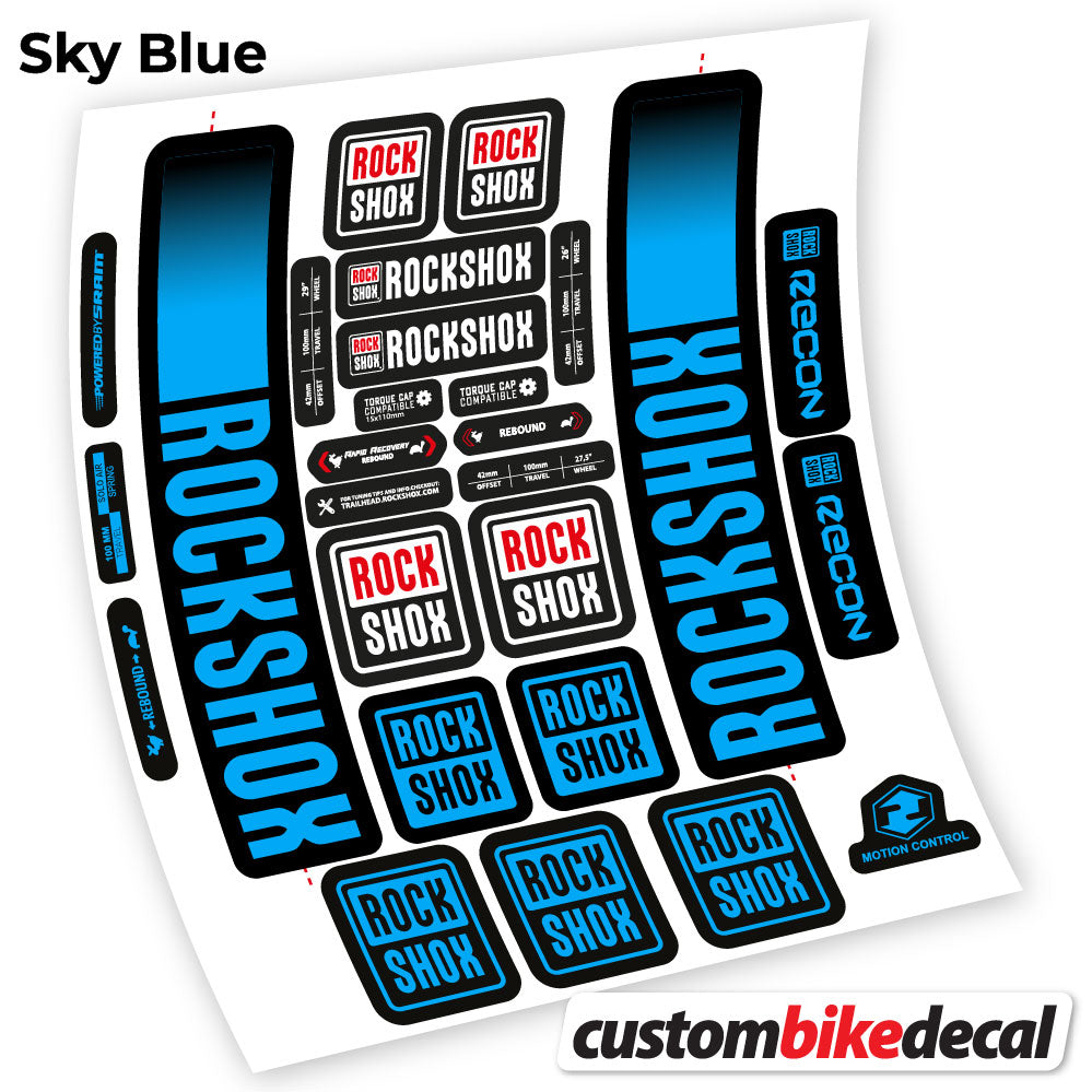 Adesivi Forcella Rock Shox Recon 2021 in vinile - Azzurro Cielo
