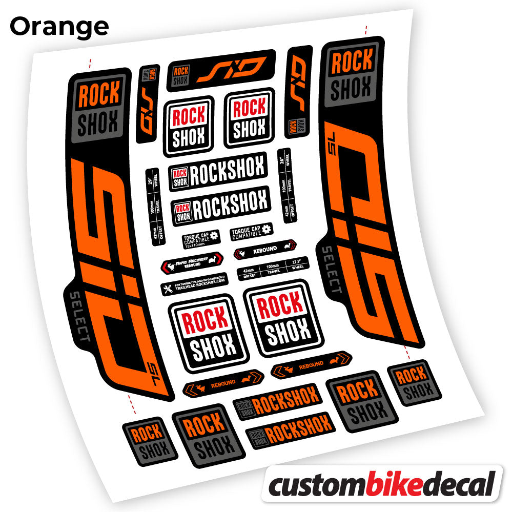 Adesivi Forcella Rock Shox Sid Select SL 2021 29" in vinile - Arancione