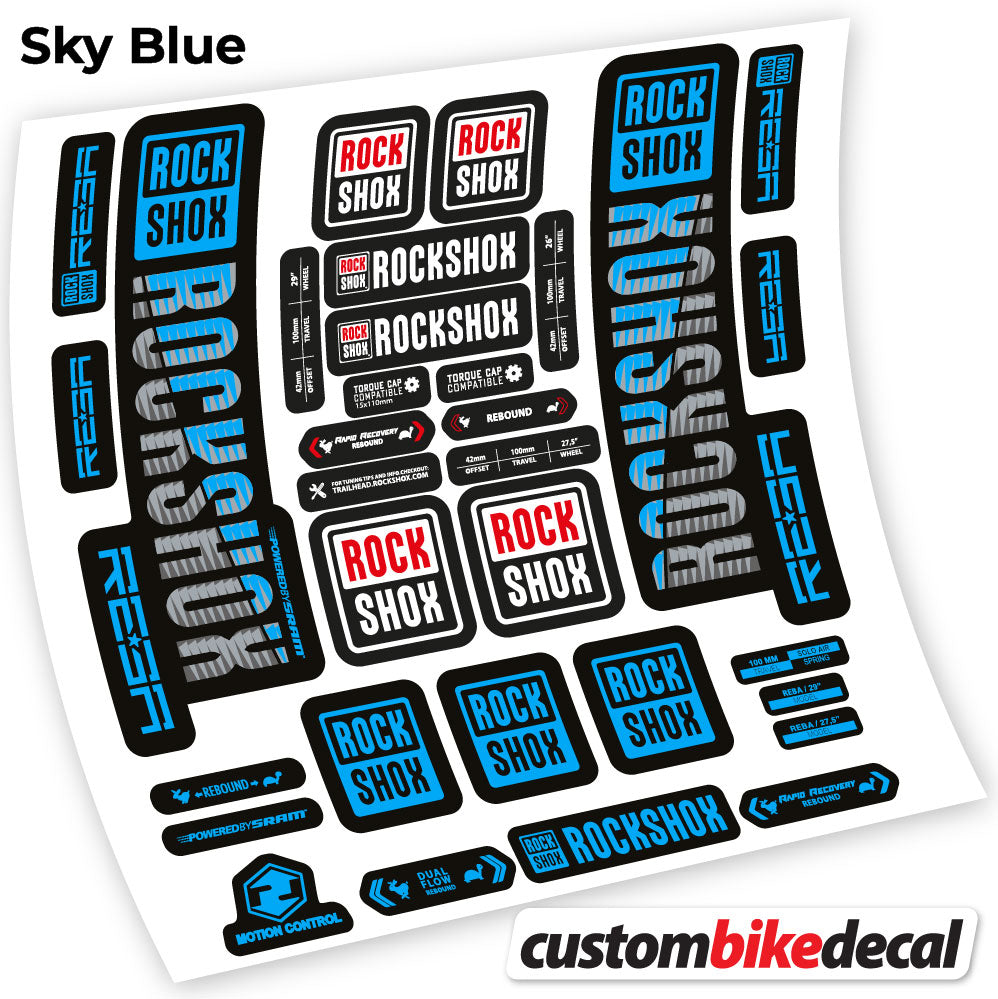 Adesivi Forcella Rock Shox Reba 2019 29" in vinile - Azzurro Cielo