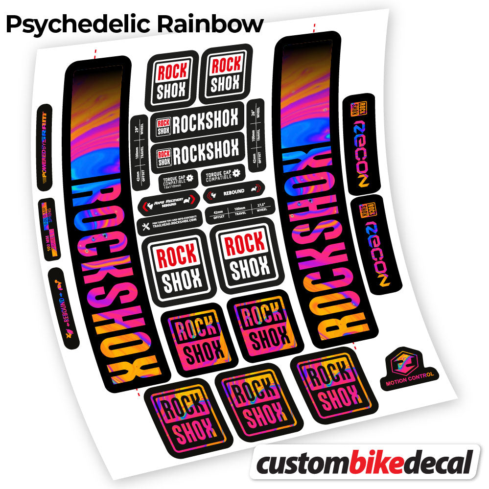 Adesivi Forcella Rock Shox Recon 2021 in vinile - Arcobaleno Psichedelico