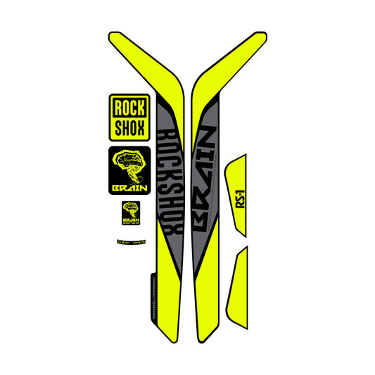 Adesivi Forcella RockShox RS-1 Brain 2015-2017 in vinile - Giallo Neon
