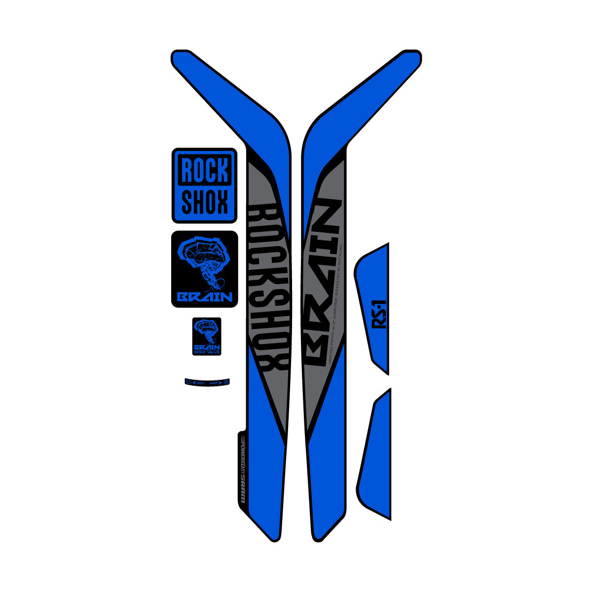 Adesivi Forcella RockShox RS-1 Brain 2015-2017 in vinile - Blu Mare