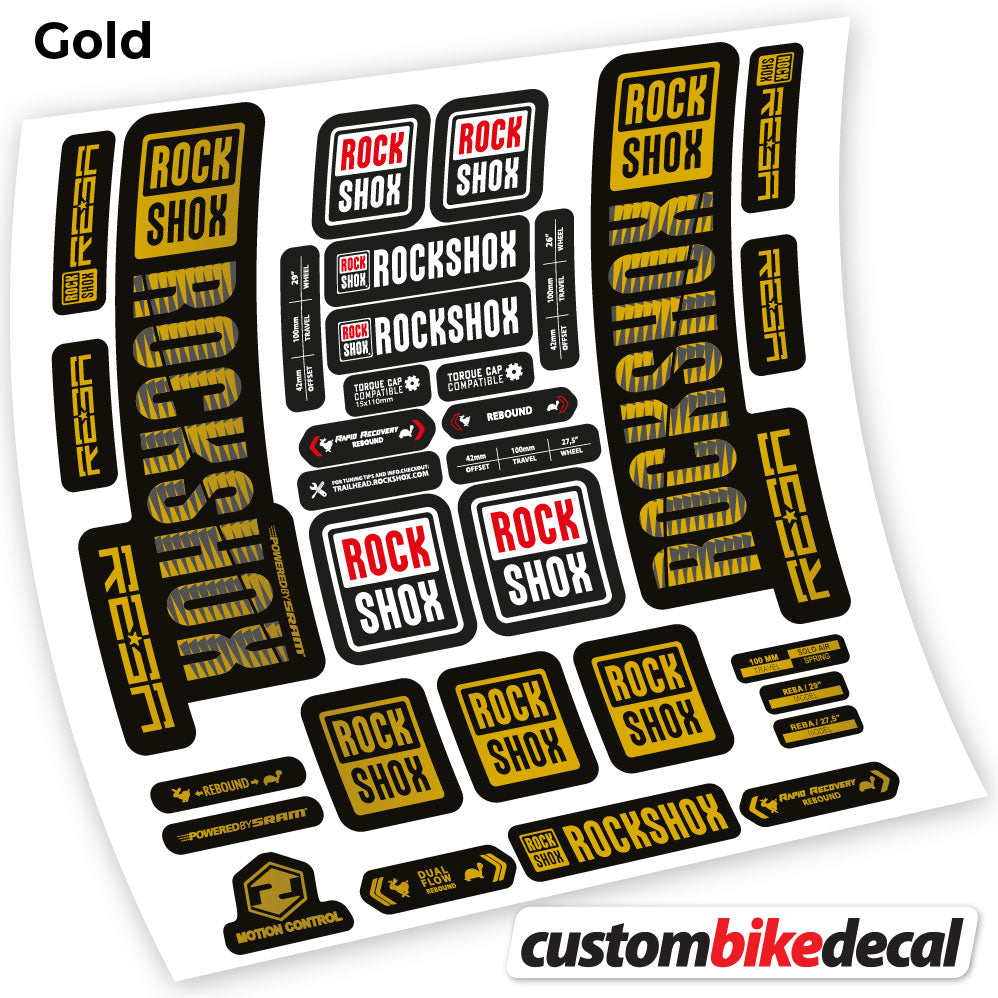 Adesivi Forcella Rock Shox Reba 2019 29" in vinile - Oro