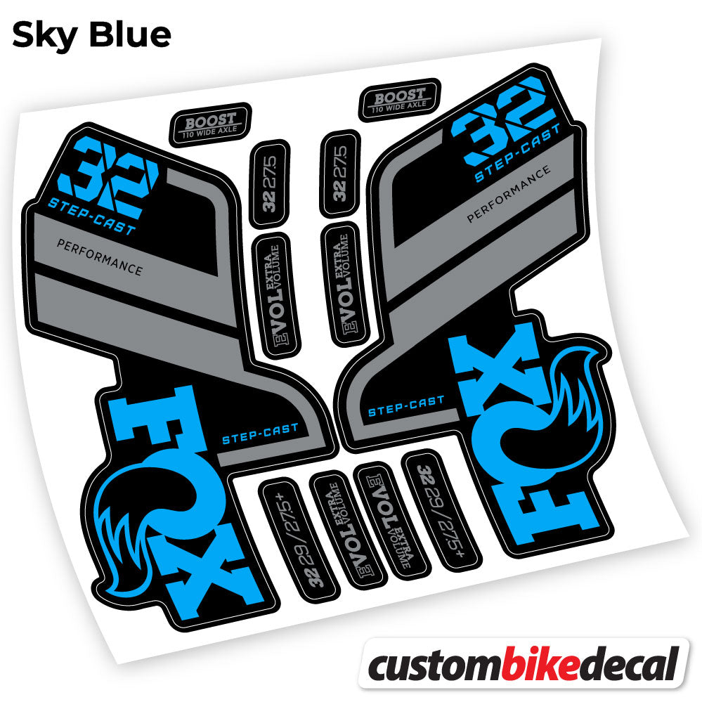 Adesivi Forcella Fox 32 SC Performance Step Cast 2021 in vinile - Azzurro Cielo