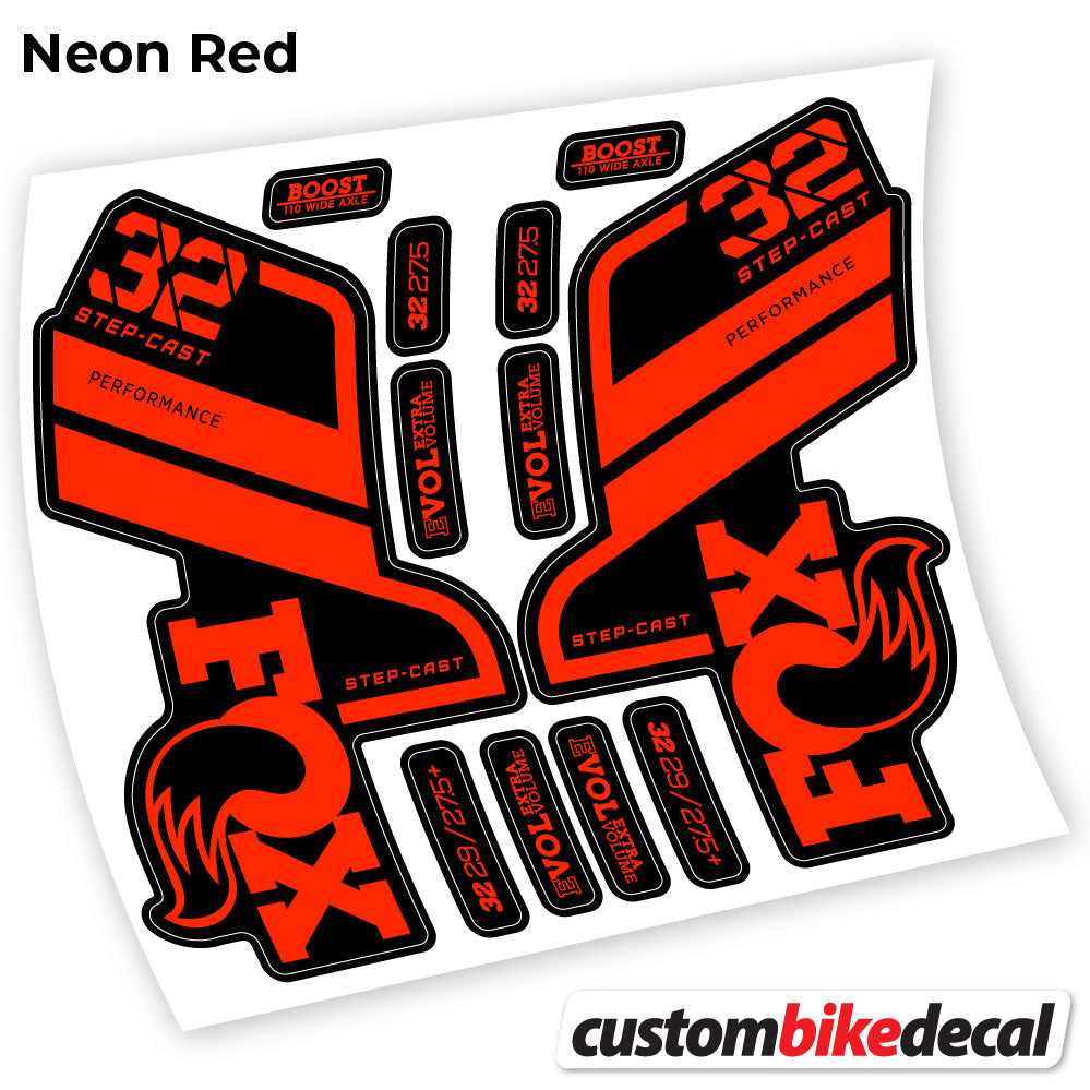 Adesivi Forcella Fox 32 SC Performance Step Cast 2021 in vinile - Rosso Neon