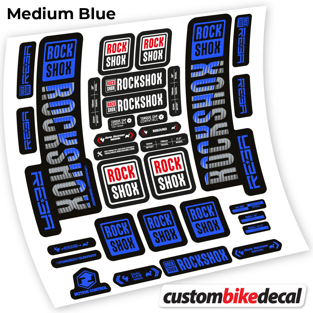 Adesivi Forcella Rock Shox Reba 2019 29" in vinile - Blu Medio