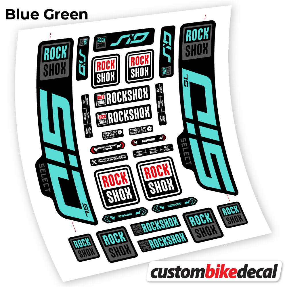 Adesivi Forcella Rock Shox Sid Select SL 2021 29" in vinile - Verde Acqua