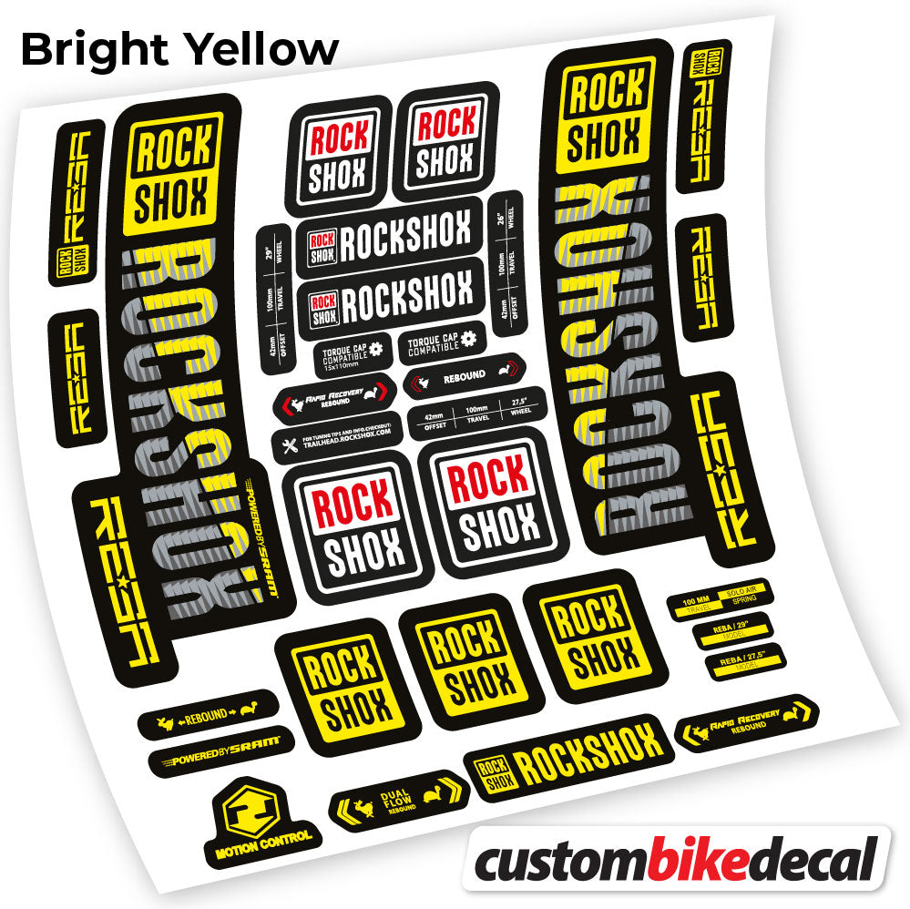 Adesivi Forcella Rock Shox Reba 2019 29" in vinile - Giallo