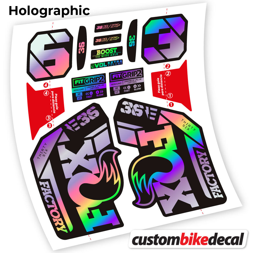 Adesivi Forcella Fox E-Bike Factory 2021 in vinile - Olografico