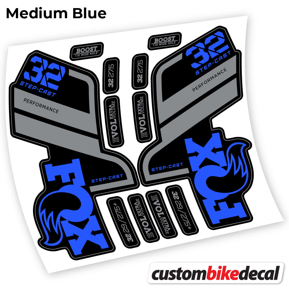 Adesivi Forcella Fox 32 SC Performance Step Cast 2021 in vinile - Blu Medio