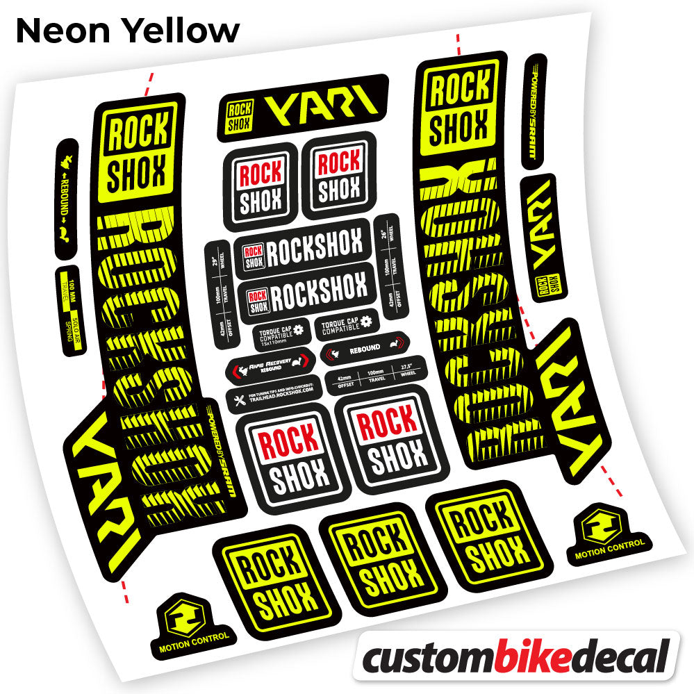 Adesivi Forcella Rock Shox Yari 2018 in vinile - Giallo Neon