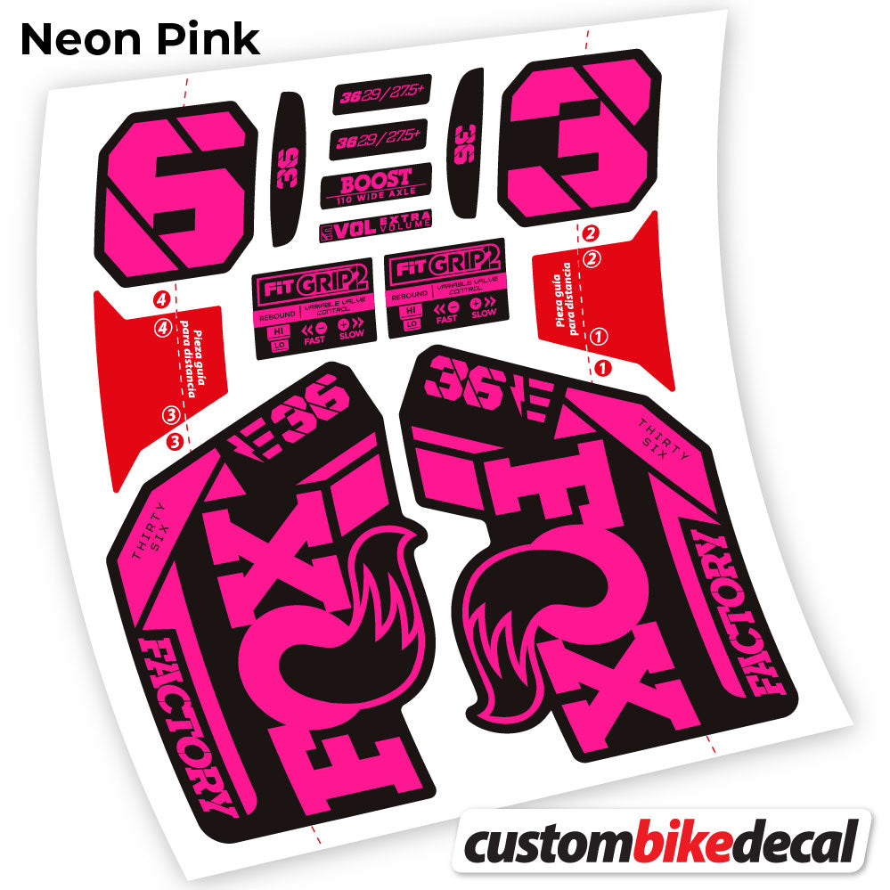 Adesivi Forcella Fox E-Bike Factory 2021 in vinile - Rosa Neon