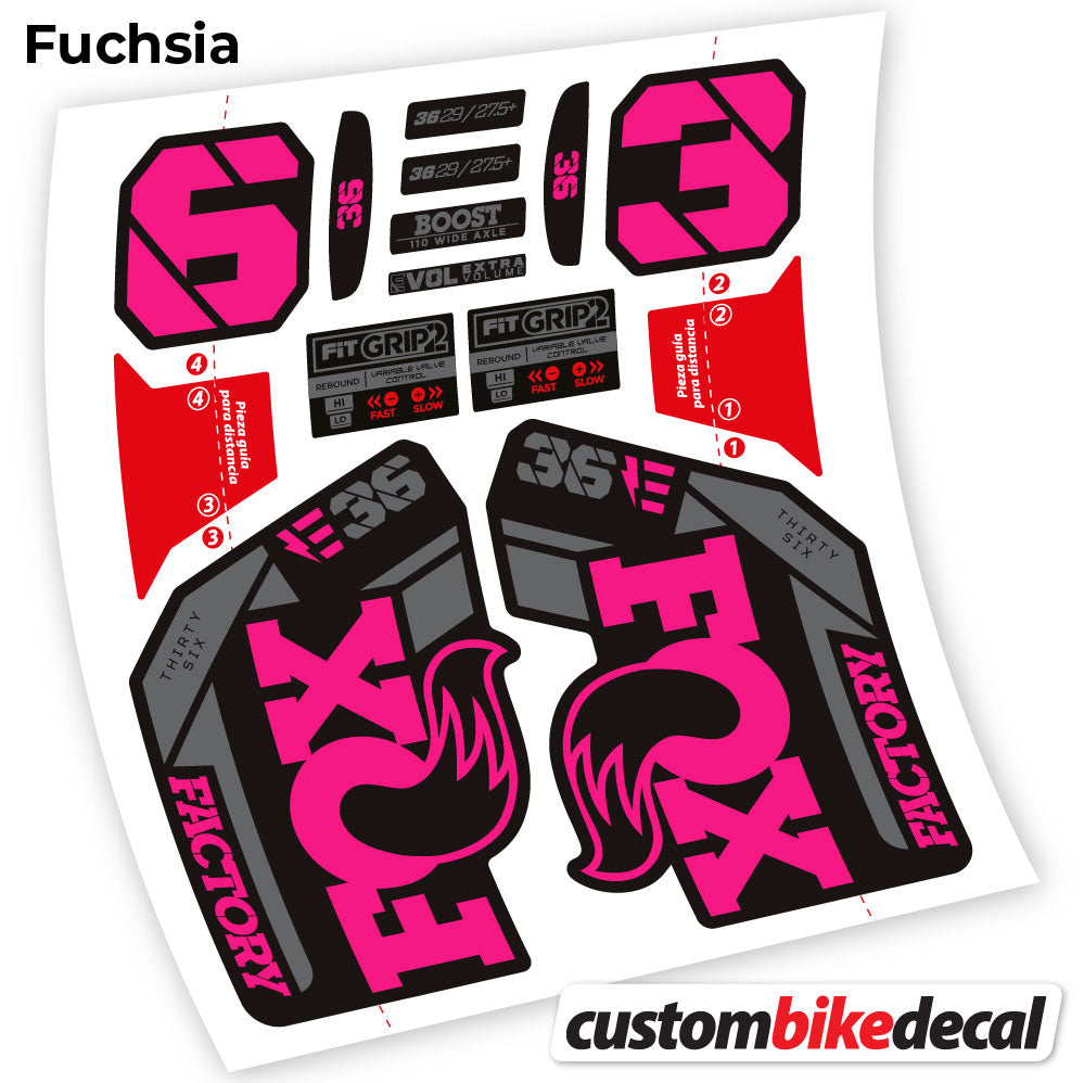 Adesivi Forcella Fox E-Bike Factory 2021 in vinile - Fucsia