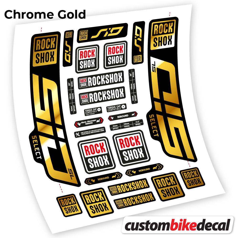 Adesivi Forcella Rock Shox Sid Select SL 2021 29" in vinile - Oro Cromato
