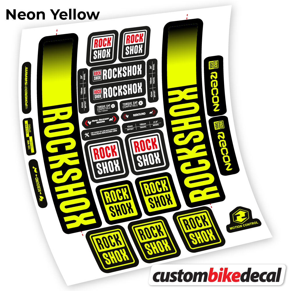 Adesivi Forcella Rock Shox Recon 2021 in vinile - Giallo Neon