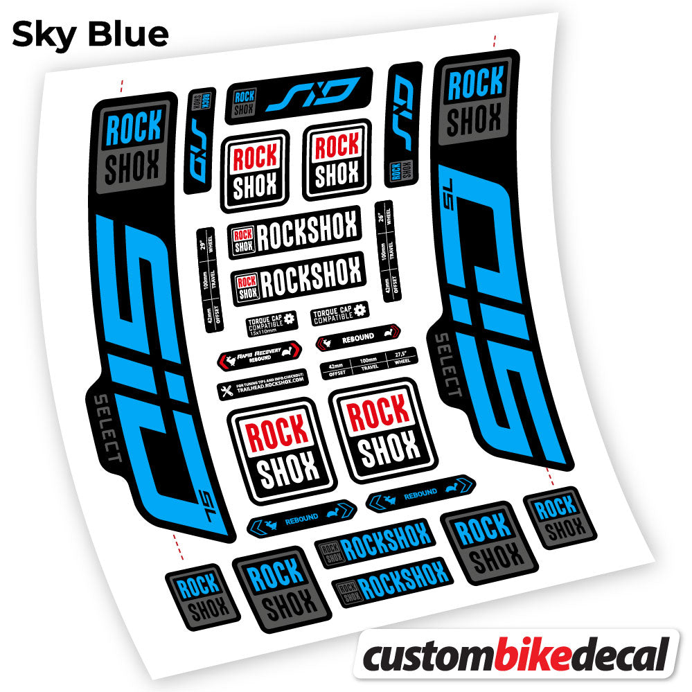 Adesivi Forcella Rock Shox Sid Select SL 2021 29" in vinile - Azzurro Cielo