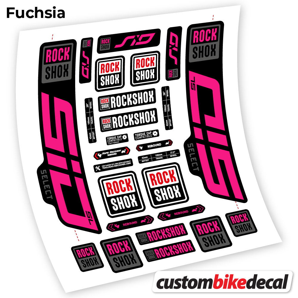 Adesivi Forcella Rock Shox Sid Select SL 2021 29" in vinile - Fucsia