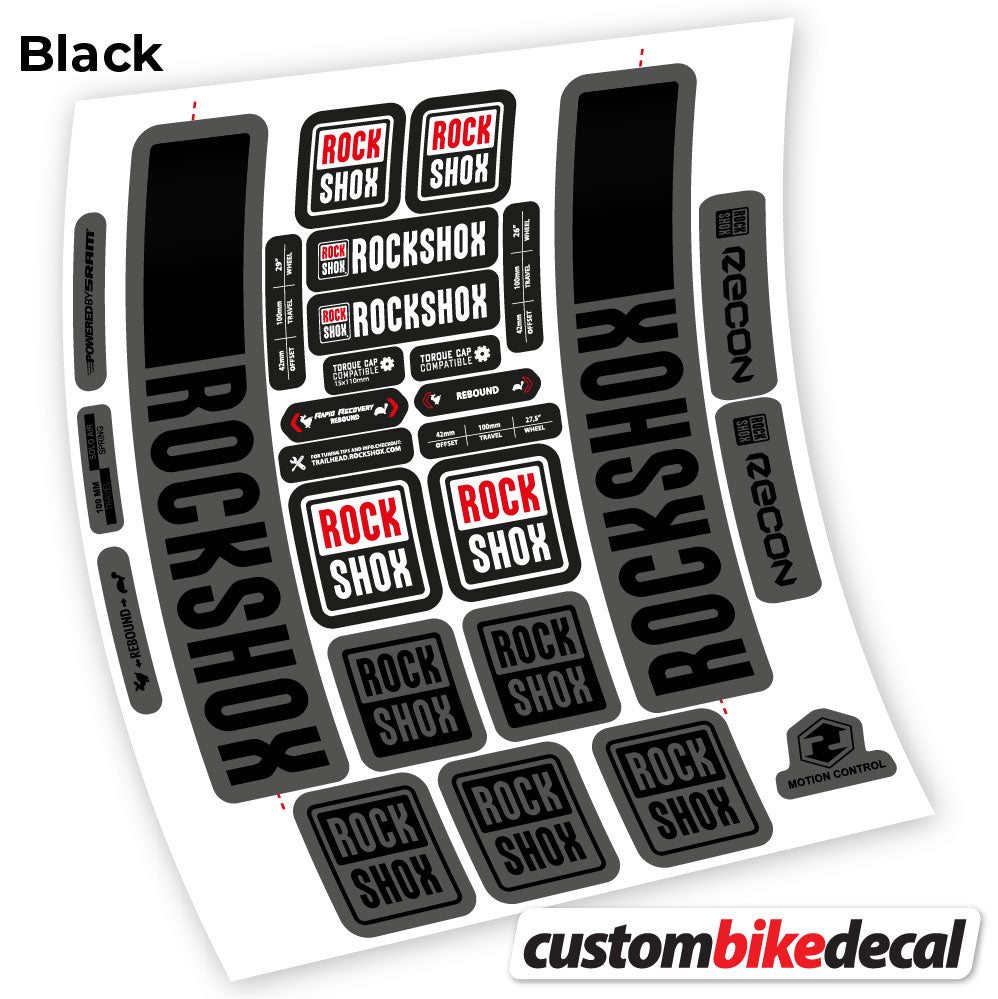 Adesivi Forcella Rock Shox Recon 2021 in vinile - Nero Opaco+Nero Lucido
