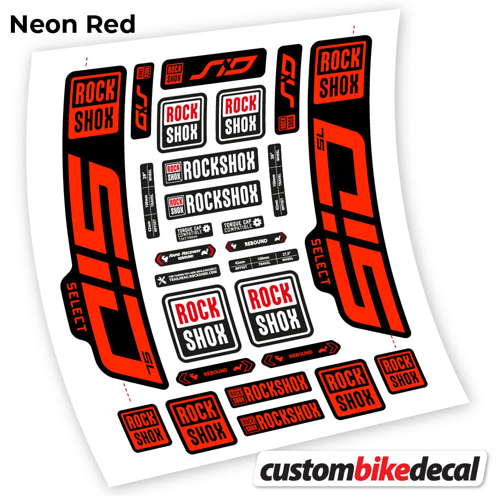 Adesivi Forcella Rock Shox Sid Select SL 2021 29" in vinile - Rosso Neon