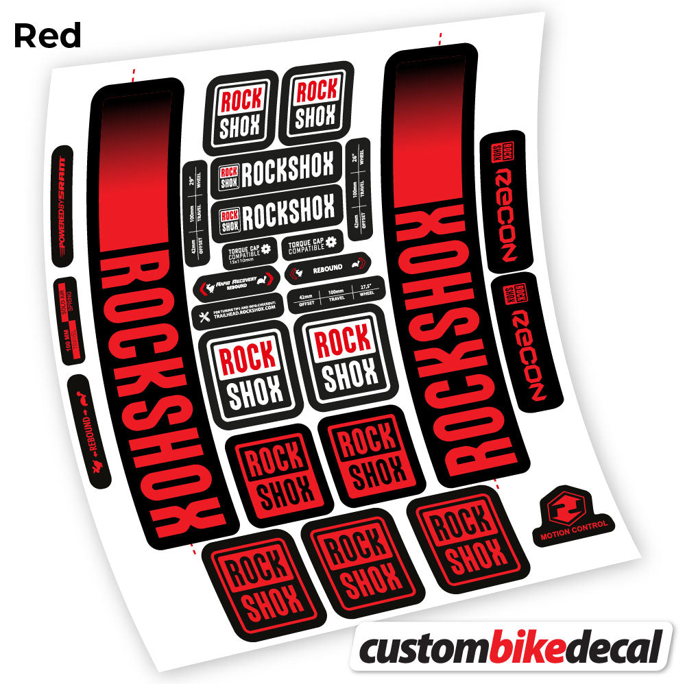 Adesivi Forcella Rock Shox Recon 2021 in vinile - Rosso