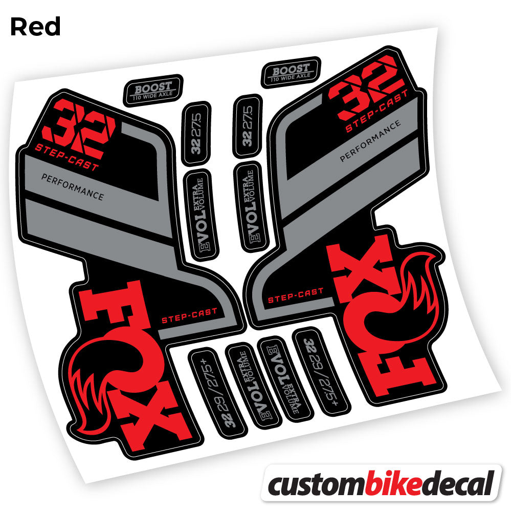 Adesivi Forcella Fox 32 SC Performance Step Cast 2021 in vinile - Rosso