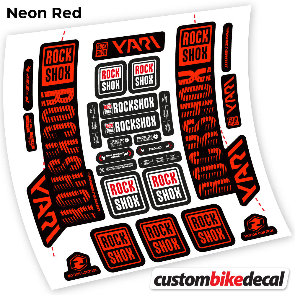 Adesivi Forcella Rock Shox Yari 2018 in vinile - Rosso Neon
