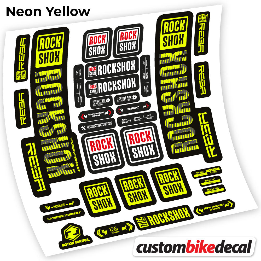 Adesivi Forcella Rock Shox Reba 2019 29" in vinile - Giallo Neon