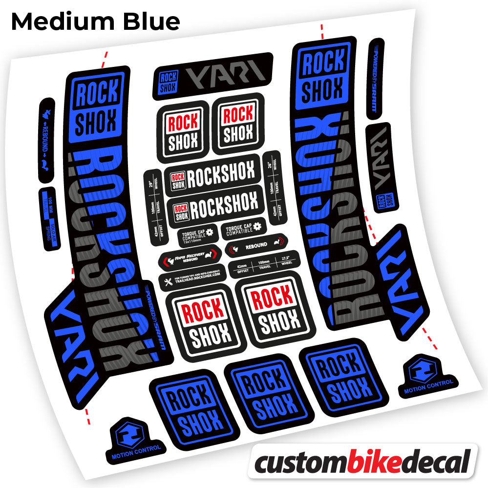 Adesivi Forcella Rock Shox Yari 2018 in vinile - Blu Medio