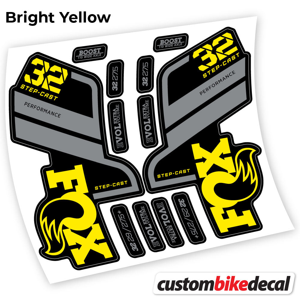 Adesivi Forcella Fox 32 SC Performance Step Cast 2021 in vinile - Giallo