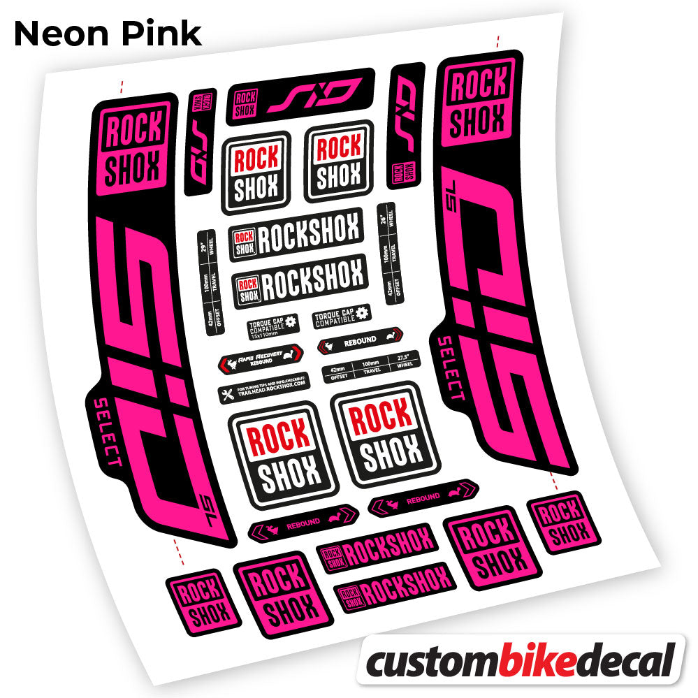 Adesivi Forcella Rock Shox Sid Select SL 2021 29" in vinile - Rosa Neon