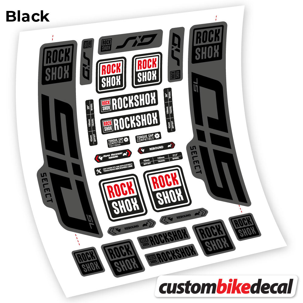 Adesivi Forcella Rock Shox Sid Select SL 2021 29" in vinile - Nero Opaco+Nero Lucido