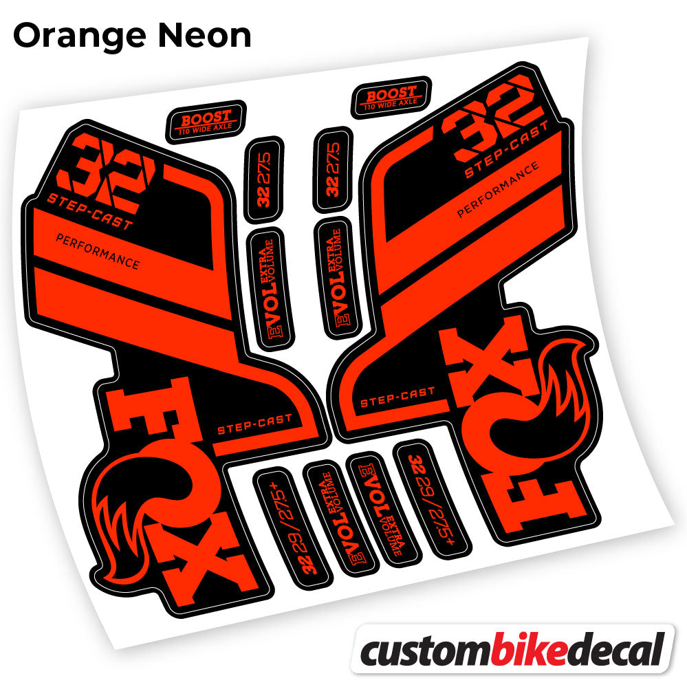 Adesivi Forcella Fox 32 SC Performance Step Cast 2021 in vinile - Arancione Neon