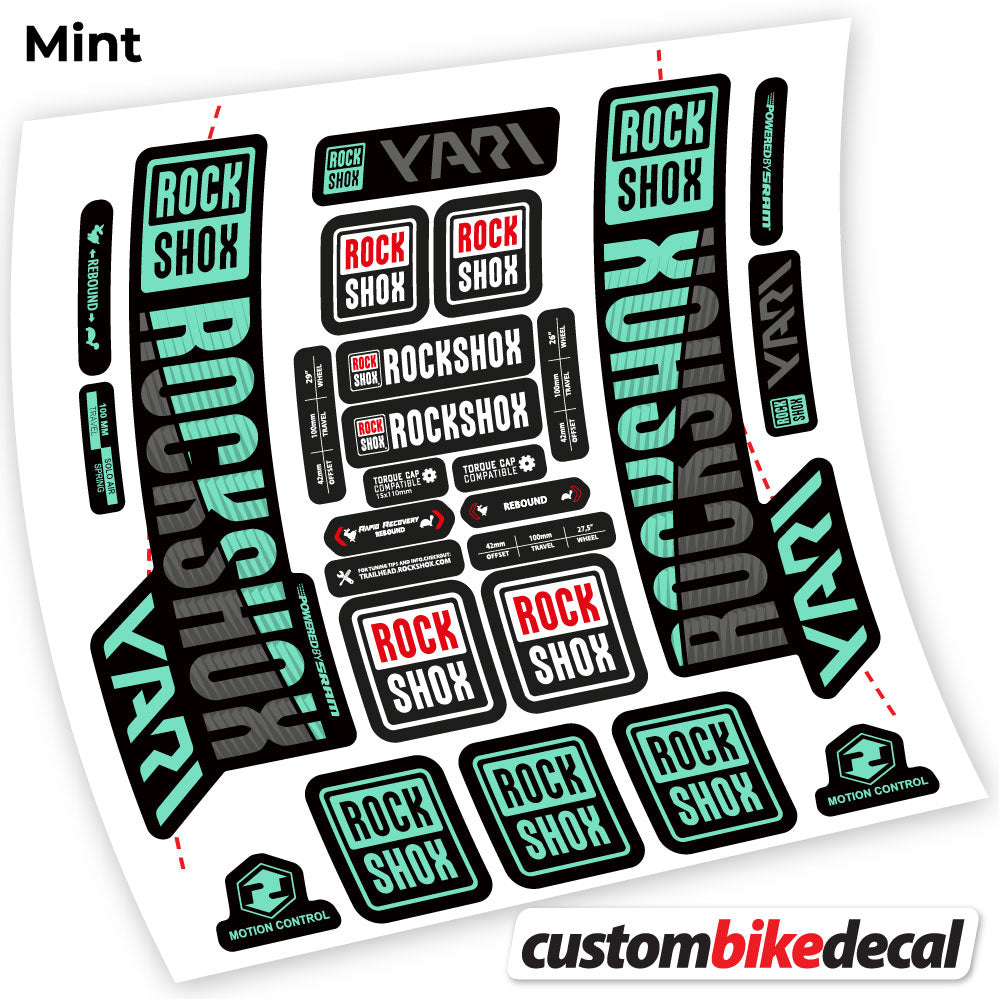 Adesivi Forcella Rock Shox Yari 2018 in vinile - Verde Menta