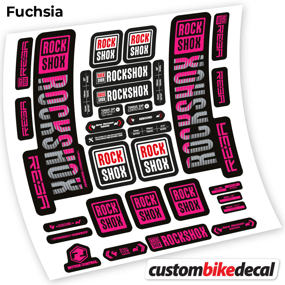 Adesivi Forcella Rock Shox Reba 2019 29" in vinile - Fucsia