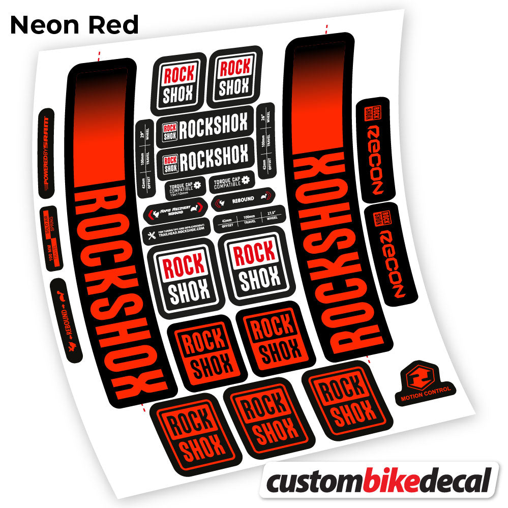 Adesivi Forcella Rock Shox Recon 2021 in vinile - Rosso Neon