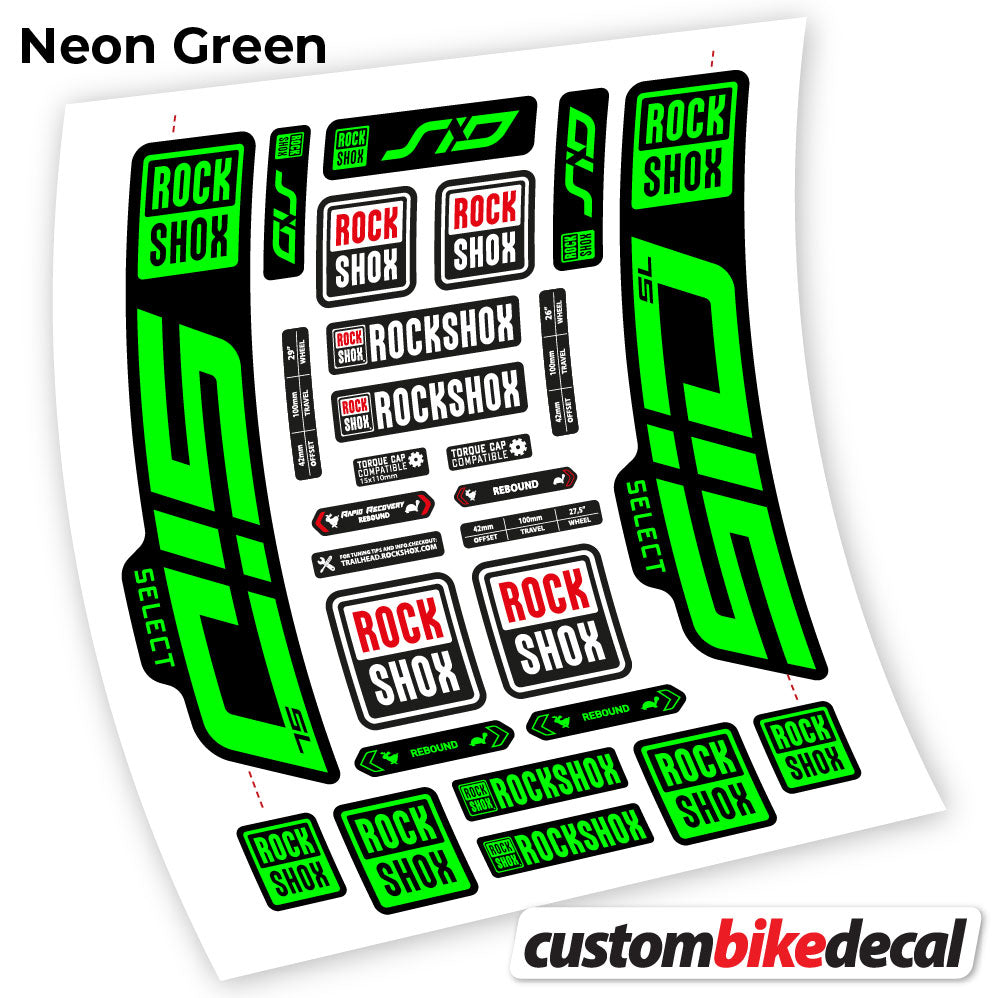 Adesivi Forcella Rock Shox Sid Select SL 2021 29" in vinile - Verde Neon