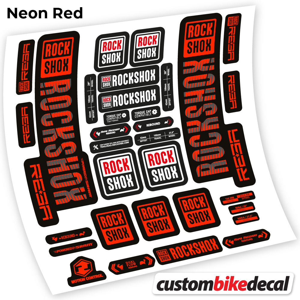 Adesivi Forcella Rock Shox Reba 2019 29" in vinile - Rosso Neon
