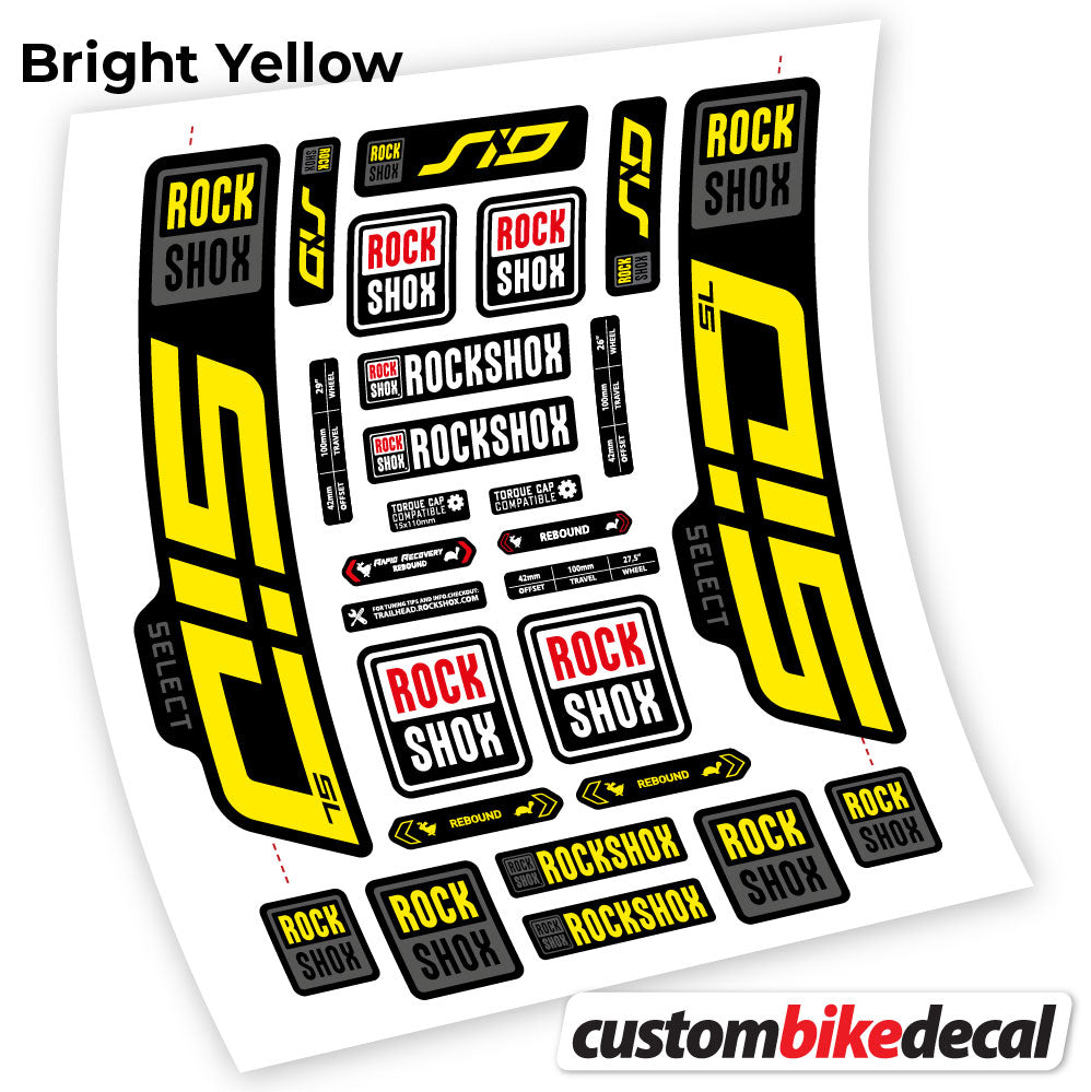 Adesivi Forcella Rock Shox Sid Select SL 2021 29" in vinile - Giallo
