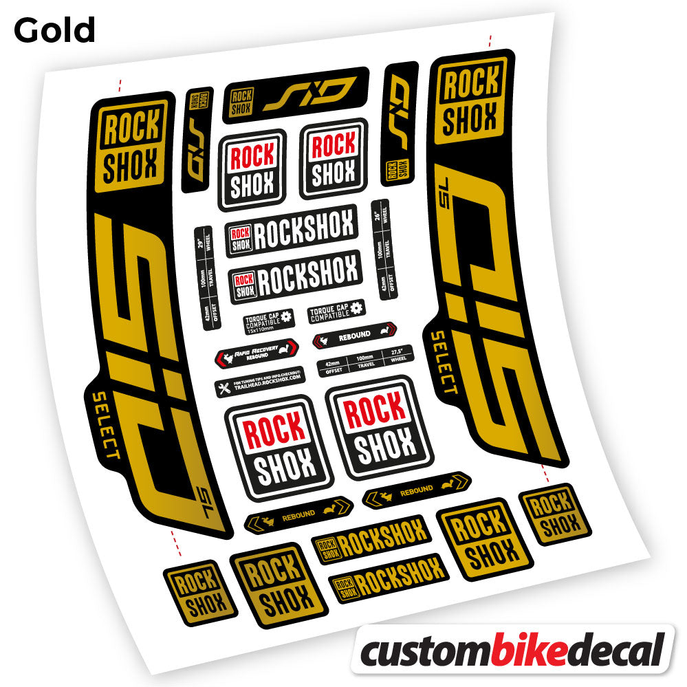 Adesivi Forcella Rock Shox Sid Select SL 2021 29" in vinile - Oro