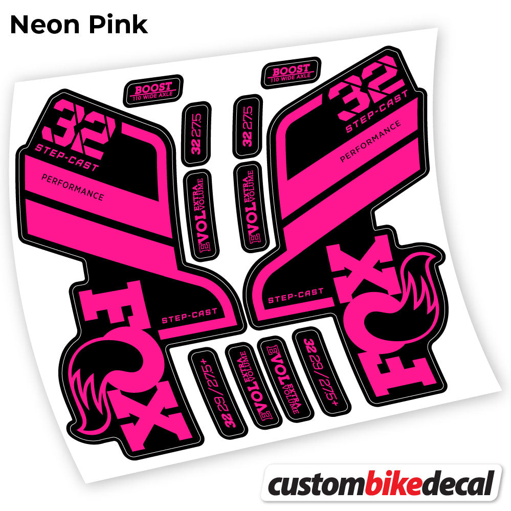 Adesivi Forcella Fox 32 SC Performance Step Cast 2021 in vinile - Rosa Neon