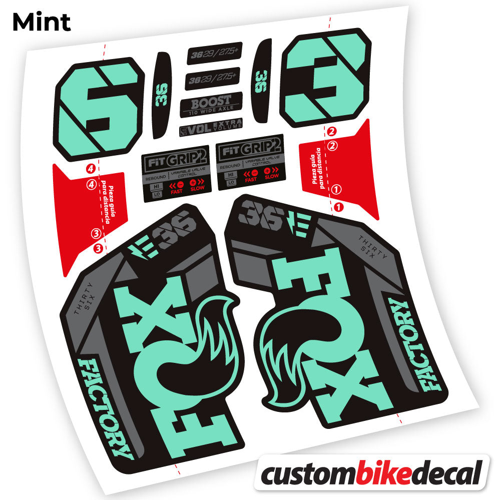 Adesivi Forcella Fox E-Bike Factory 2021 in vinile - Verde Menta