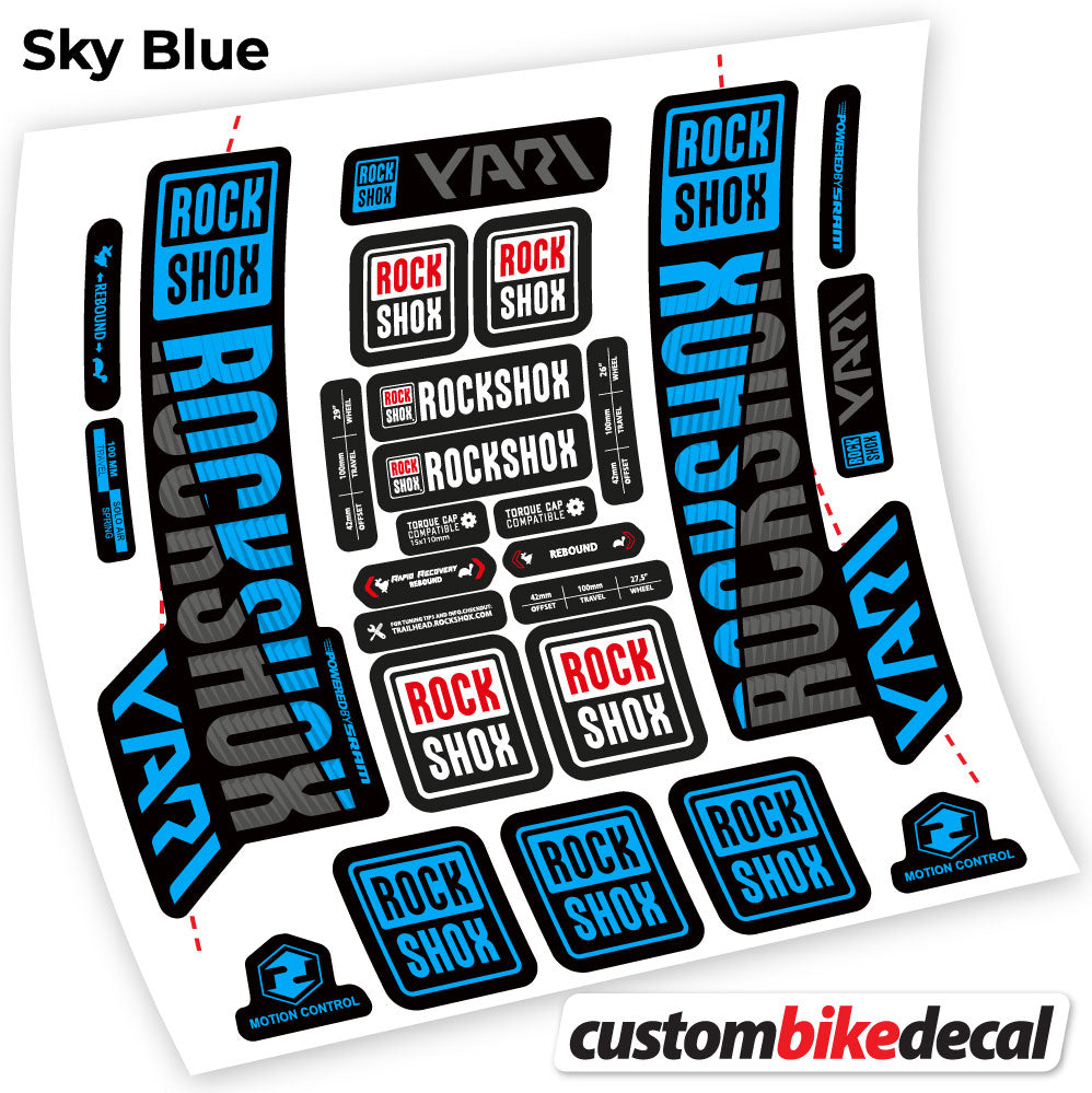 Adesivi Forcella Rock Shox Yari 2018 in vinile - Azzurro Cielo