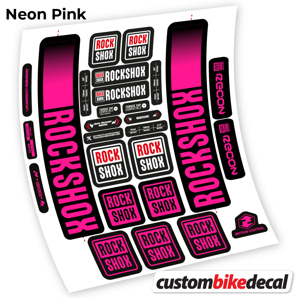Adesivi Forcella Rock Shox Recon 2021 in vinile - Rosa Neon