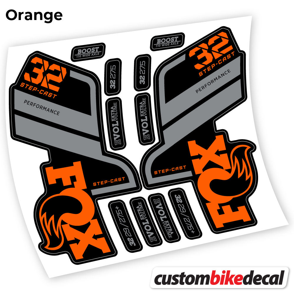 Adesivi Forcella Fox 32 SC Performance Step Cast 2021 in vinile - Arancione