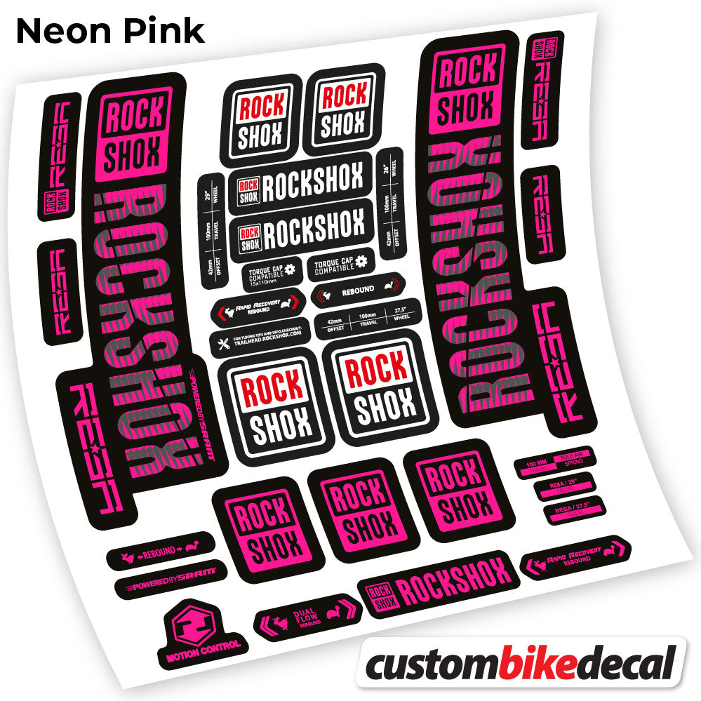Adesivi Forcella Rock Shox Reba 2019 29" in vinile - Rosa Neon