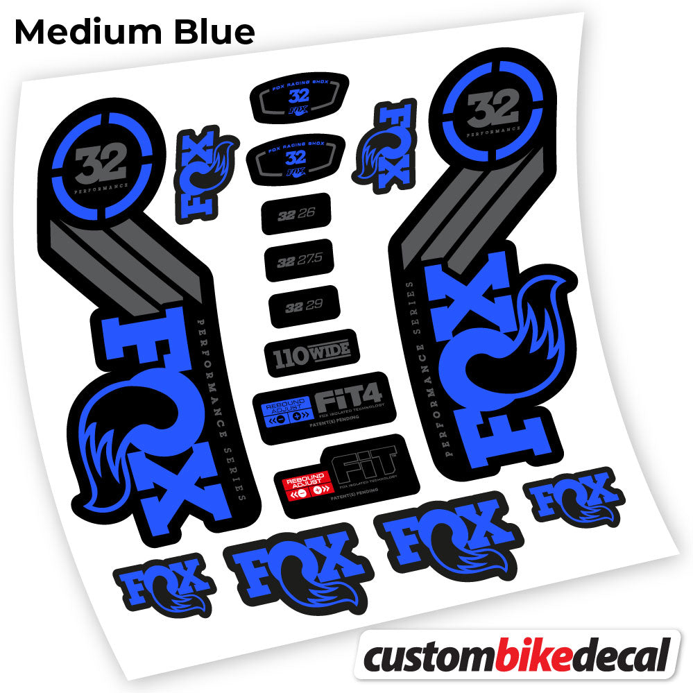 Adesivi Forcella Fox 32 Performance 2016 in vinile - Blu Medio
